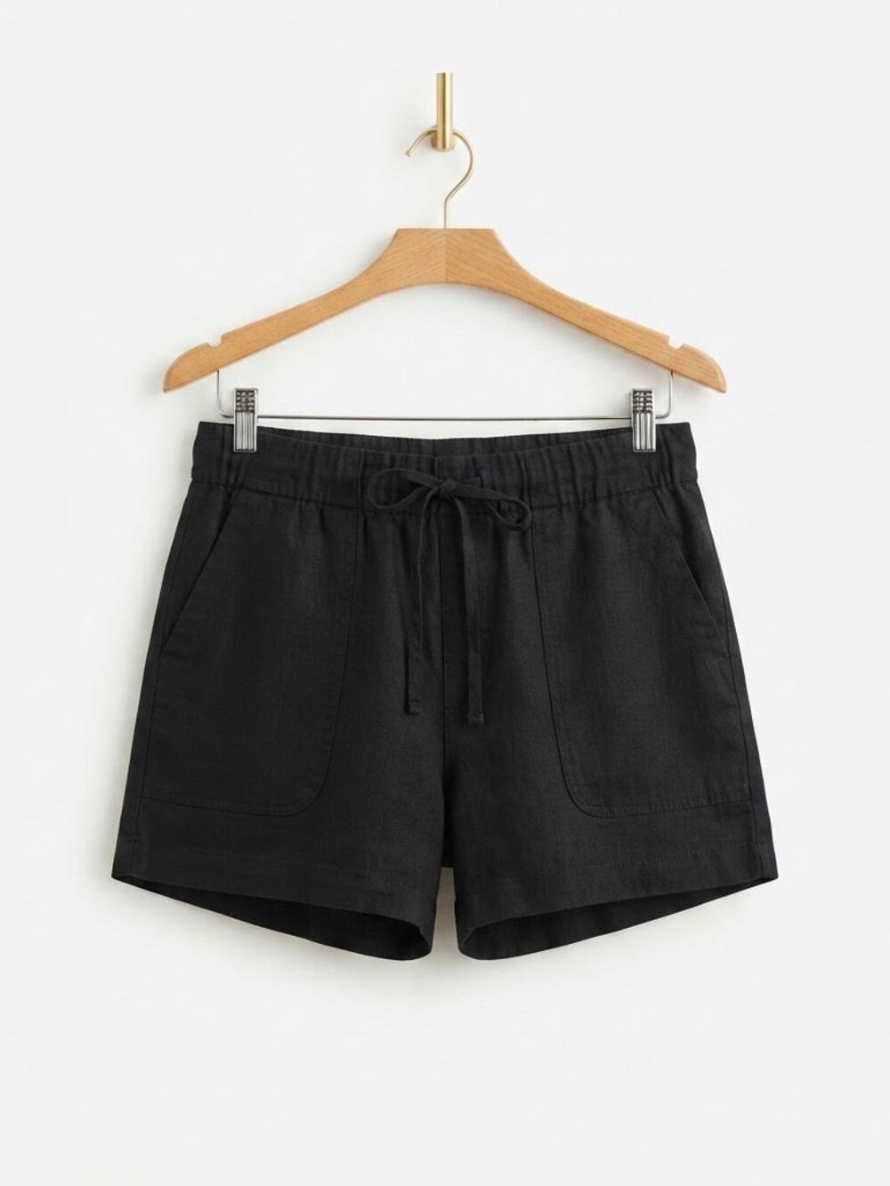 Gap Shorts Size XS Black Linen Blend Elastic Drawstring Waist